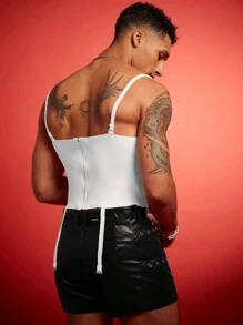 Manfinity Fever City Men's Solid Ribbed Knit Tank Sweater Vest, Spring & Summer - White - View 4