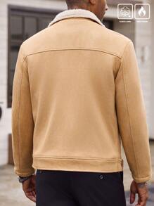 Manfinity LEGND 男式保暖内衬仿麂皮拉链夹克保暖翻领毛绒外套