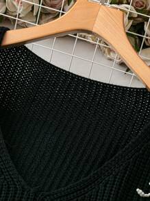 Calvaya Damen Große Größen V-Ausschnitt Langarm Loose Fit Lässig Pullover mit Schleifen für Herbst/Winter