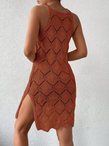 RueChic Split Thigh Cover Up Dress - Orange - View 2