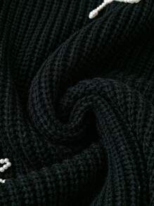 Calvaya Damen Große Größen V-Ausschnitt Langarm Loose Fit Lässig Pullover mit Schleifen für Herbst/Winter