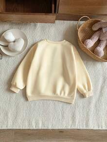 Blossori Áo nỉ dài tay cổ tròn in hình hoạt hình và chữ cái cho bé trai - Màu vàng - Xem 2