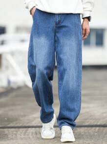 Manfinity Homme 1pc Men Minimalist Pocket Design Tapered Pants, Casual For Everyday Wear