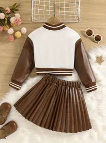 SHEIN 2 bộ trang phục phong cách thường ngày thanh lịch ngọt ngào sang trọng cho bé gái - màu nâu - Xem 2