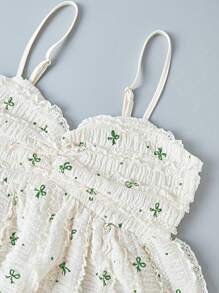 Chiquease 女士蝴蝶印花褶饰荷叶边下摆吊带背心