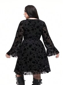 Whyspr Váy ôm eo cổ chữ V in hoa phong cách Gothic Punk - Nhiều màu - Xem 6