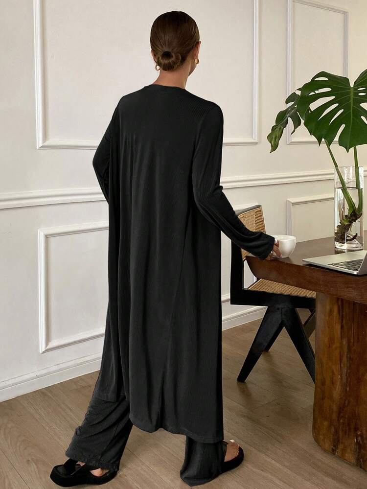 3pcs Minimalist Cami Top , Cardigan & Pants Homewear Lounge Set, Fall Winter Clothes, Cozy Outfit