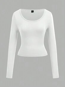 SHEIN EZwear 3 件女式圆领中长款休闲紧身基本款长袖 T 恤，适合秋冬季 - 彩色 - 查看 3