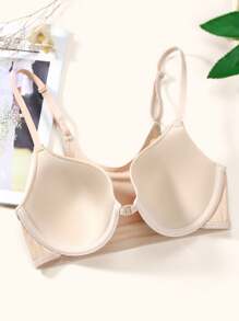 Comfortable Padded U-Shaped Back Front Closure Women Bra - Apricot - View 6