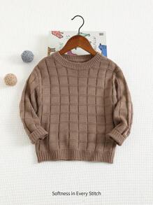 Cozy Pixies Jersey de cuello redondo de manga larga de punto suave para niño