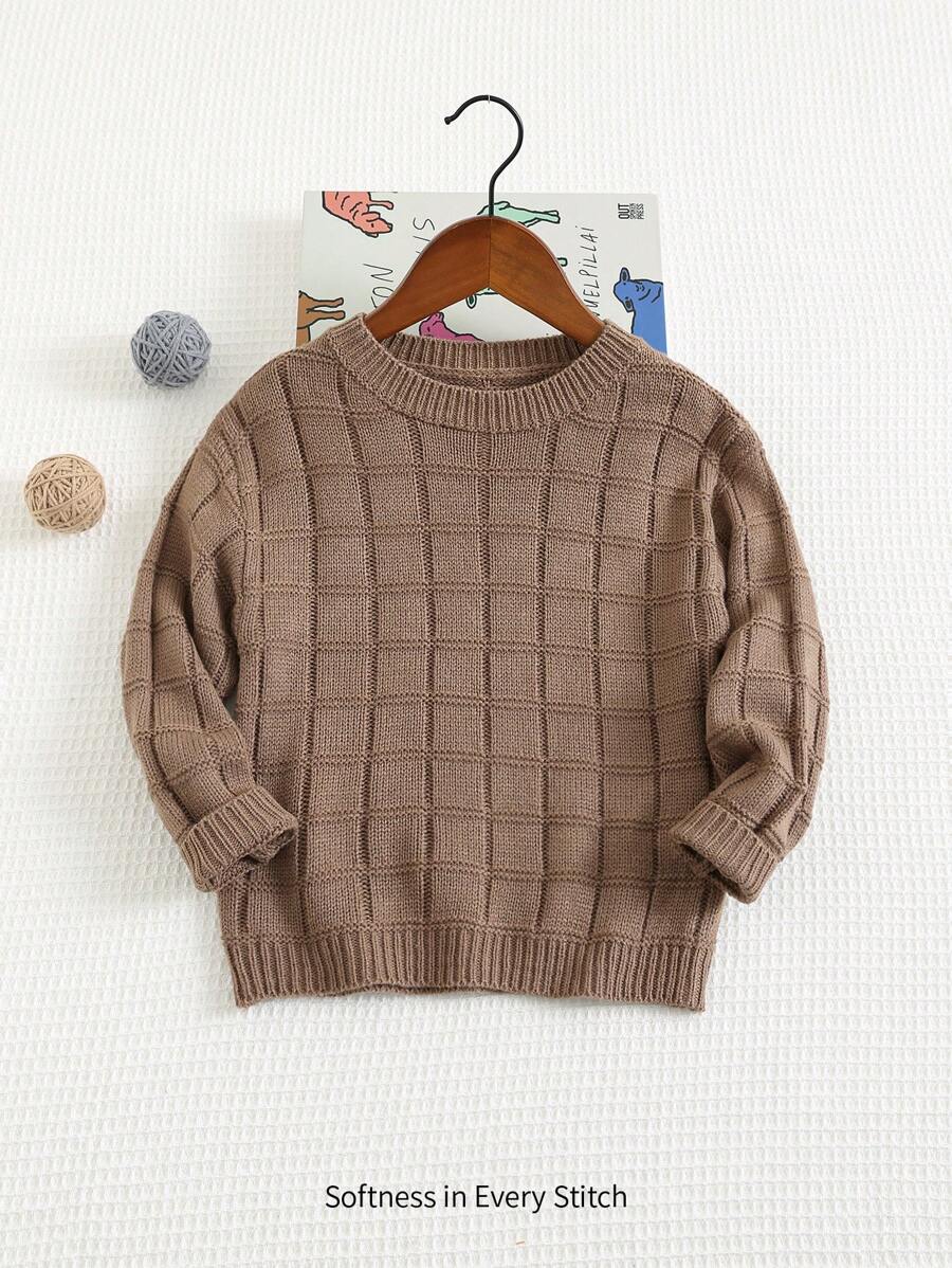 Cozy Pixies Jersey de cuello redondo de manga larga de punto suave para niño