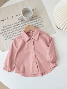 Baby Girls Long Sleeve Blouse Shirt In Cute Pink, Suitable For Autumn & Winter - Dusty Pink - View 2