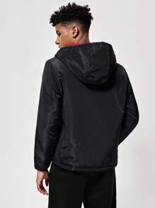 Retro Teen Boys Long Sleeve Hoodie Casual Jacket - Black - View 2