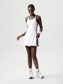 VARSITIE Tank Alb Femei Top Simplu Si Elegant Contrast Color Edge Femei Rochii Active - alb - Vizualizare 1