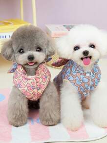 PETSIN Pink Bow Cute Padded Warm Leash Dog Coat, Suitable For Autumn/Winter