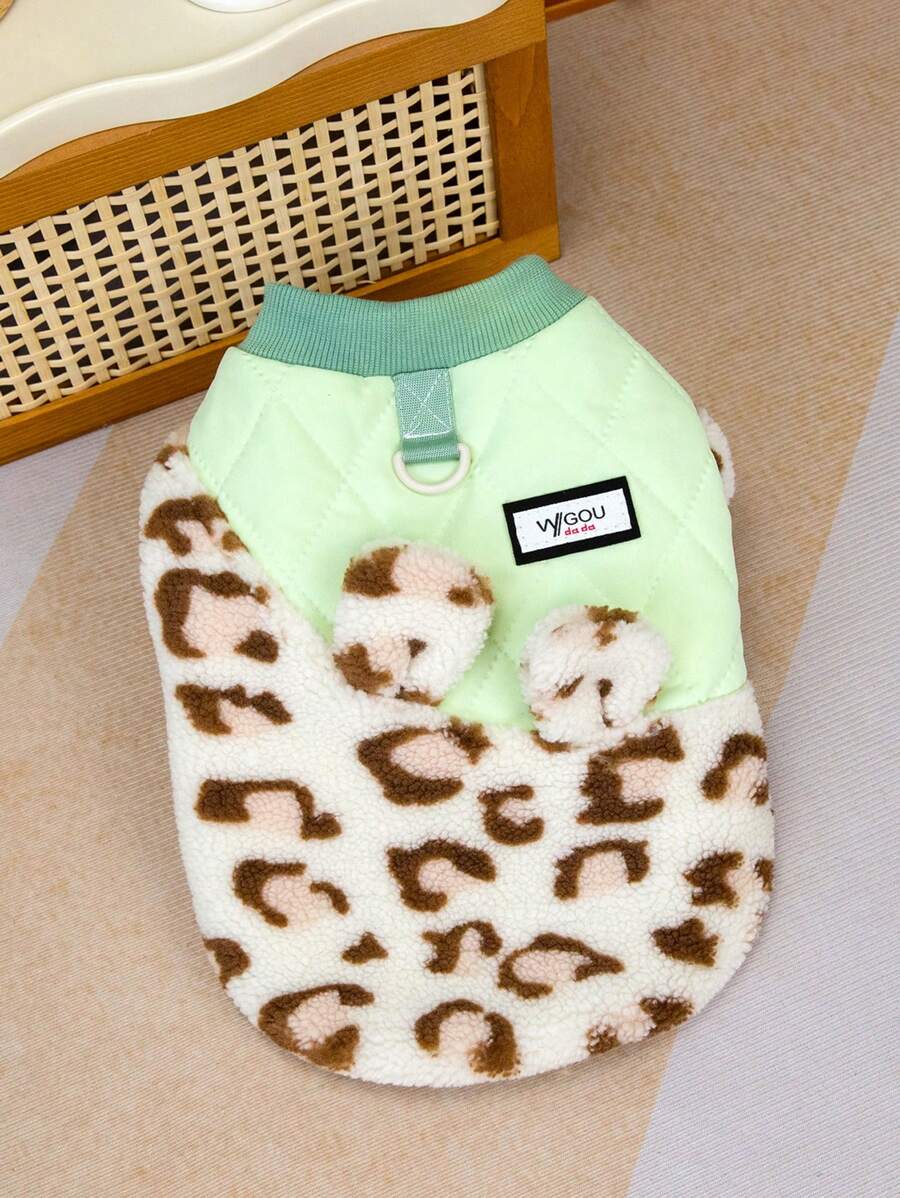 PETSIN Green Cute & Leash Friendly Warm Plush Pet Jacket - Green - View 1