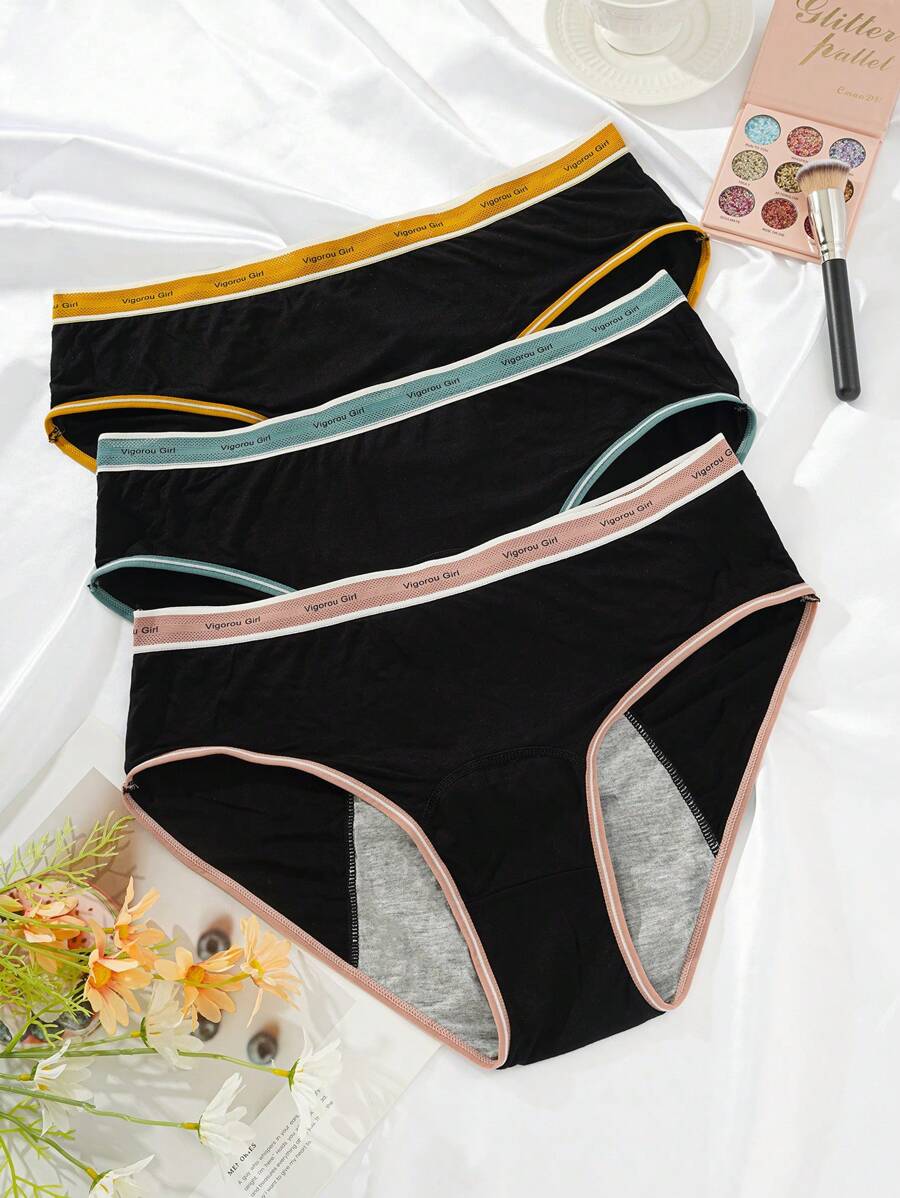 Chiloți tăiați cu blocare a culorii, 3 buc