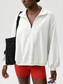 VARSITIE Hoodie Yoga & Leisure & Tennis Basic Prints With Women Sports Sweatshirts - White - View 1