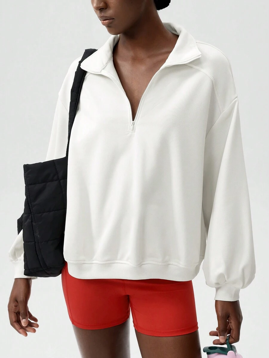 VARSITIE Hoodie Yoga & Leisure & Tennis Basic Prints With Women Sports Sweatshirts - White - View 1