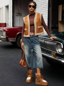 Aveloria Affinna Chaleco frondoso retro y nómada con estilo bohemio de moda para mujer, ropa de invierno