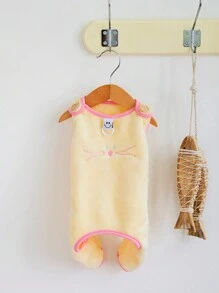 PETSIN 可爱粉色和蓝色保暖内衬连体衣带牵引绳宠物服装秋冬季