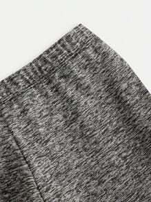 SHEIN 2st Tween Girls Knit Wrinkle Long Sleeve T-Shirt & Flared Byx Set - Grå - Visa 3