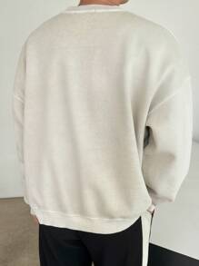 DAZY Letter Print Pullover Sweatshirt For Men, Tan Color, Autumn - Grey - View 2