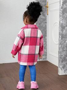 SHEIN 3pcs Baby Girl Plaid Shirt, Knit Sweater And Pants Set, Cute Outfit For Autumn/Winter - Red - View 2
