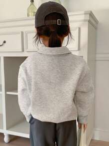 Dazy Kids Young Girl Girls' Solid Color Polo Collar Sweatshirt For Fall