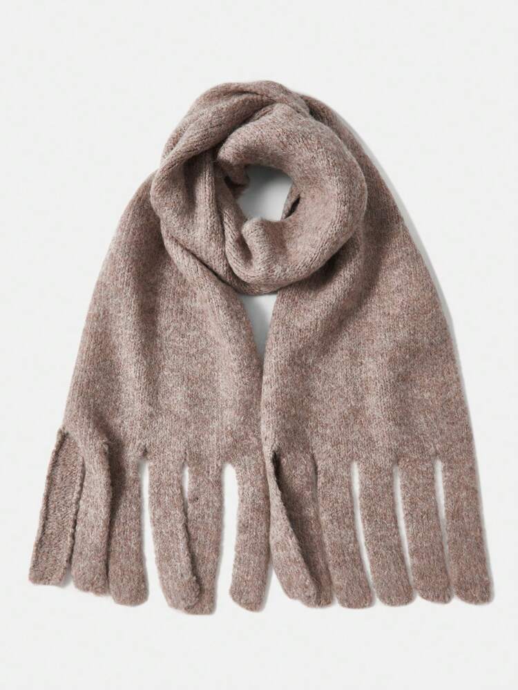 1PC WOMEN'S BASICS DAILY COMMUTE SOLID COLOR TASSEL KNITTED BLEND SCARF, SUITABLE FOR CASUAL WEAR