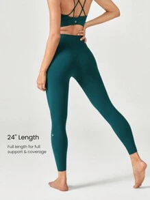 GLOWMODE 24" FeatherFit™ Cropped Running Leggings Booty Sculpt Tummy Control Fitness Tights With Hidden Front Pocket