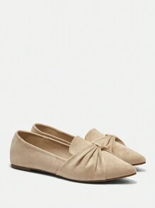 CUCCOO CURVES Women Wide Fit Apricot Casual Slip-On Flats, Plus Size New Year Holiday Valentines