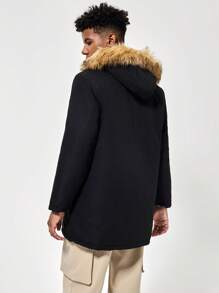 Teens/Teen Boy Casual Plaid Comfy Long Sleeve Hoodie Fleece Jacket - Black - View 2