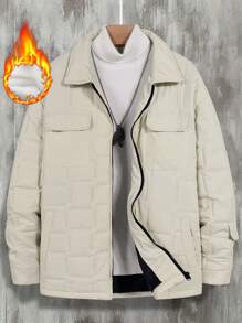 Manfinity Homme Men's Casual Padded Coat With Collar And Pockets - Apricot - View 1