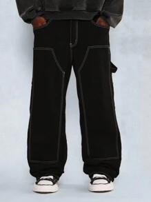 SUMWON Jean de charpentier ample avec couture contrastée
