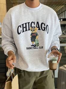 DAZY Men's Back To School Letter Print Sweatshirt,Fall Clothes - Grey - View 5