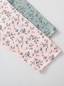 SHEIN Vintaside Kids 2pcs Baby Girls Elegant Pink Floral Outfit Set,Cute Floral Allover Print Ruffle Hem Long Sleeve Top And Long Pants,Autumn Night Pajama Sets - Multicolor - View 5