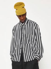 SUMWON Regular Fit Long Sleeve Stripe Shirt With Pocket - Multicolor - View 1
