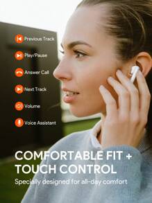 JMMO Fones de Ouvido Sem Fio 5.3 Controle Touch Premium Hi-Fi Driver Dinâmico de 10 mm IPX4 À Prova d'Água Fones de Ouvido Sem Fio com Porta de Carregamento USB-C, Fone de Ouvido e Alto-Falante para Jogos, Microfone, Presente de Férias, Presentes de Natal, Itens Essenciais para as Férias de Outono e Inverno, Camping, Acessórios de Férias, Suprimentos de Camping
