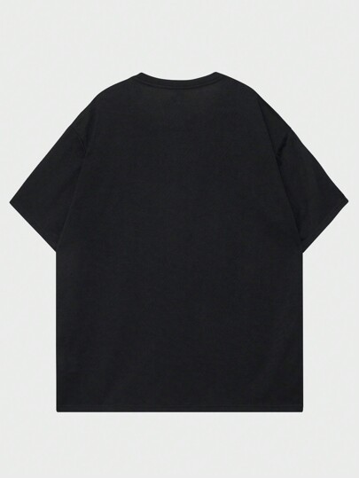 Street Life Camiseta de manga corta de verano informal para hombre con estampado de letra de caricatura