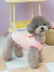 PETSIN Abrigo para mascota cálido y amigable con correa, decorado con moño rosa, para otoño/invierno - Rosa - Ver 8
