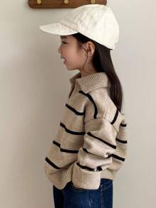 Dazy Kids Young Girls Striped Knitted Sweater, Autumn