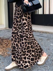 DAZY 女士秋季豹纹印花中长休闲裙 - 咖啡棕 - 查看 5