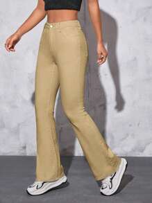 SHEIN PETITE Damskie jeansy casualowe z szerokimi nogawkami i kieszeniami