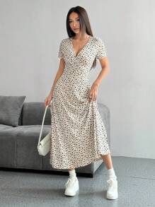 SHEIN Unity 女士休闲碎花收腰连衣裙长款女装 - 彩色 - 查看 4