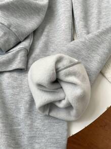 SHEIN Leap Crew 2pcs/Set Teen Boys NEW YORK Print Grey Mock Neck Zip-Up Hoodie And Jogger Pants Set, Suitable For Autumn, Winter, Warmth, Casual, Sports, Birthday Party, All-Match Simple Fleece