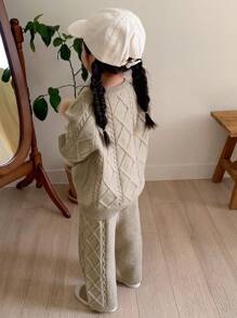 Dazy Kids Young Girl Solid Color Sweater And Pants Set, Casual, Autumn/Winter