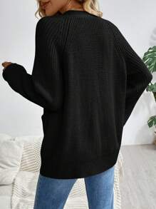 SHEIN LUNE Women Casual Everyday Pocket V-Neck Button Up Cardigan Sweater In Fall/Winter