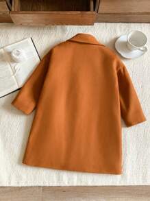 Blossori Young Girls Plain Front Button Winter Long Sleeve Jacket