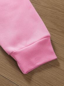 Manfinity EMRG Men's Front Zip Up Long Sleeve Letter Print Pocket Casual Hoodie, Pink